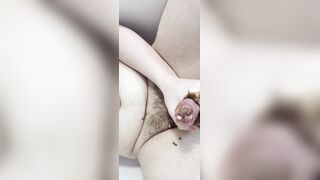 Round man ejaculates in a donut and slurps it