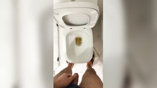 Peeing in Motel bedroom restroom wonderful manhood