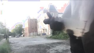 JERKING BIG BLACK COCK WAY OUT IN PUBLIC