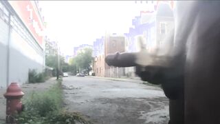 JERKING BIG BLACK COCK WAY OUT IN PUBLIC