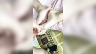 I was indeed exhausted, but I still need to idolize his schlong with my soles