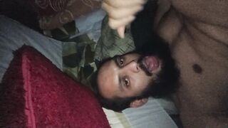 Faggot masturbating and gobbling his own jizz