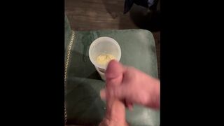 Yam-sized Dicked Bodybuilder Ejaculates Numerous Times Into His Protein Jiggle