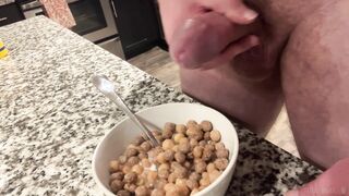 Suspended Bodybuilder Dumps Numerous Jizz shots Into Cereal