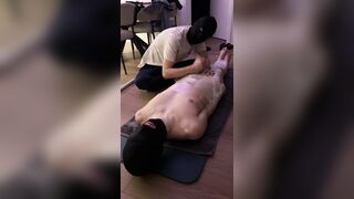 Enslaved adorable guy packaged, stroked first-ever time