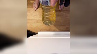 Morning urinate into a bottle