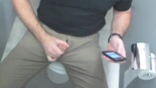 Jacking-off in the office restroom stall