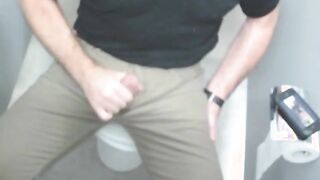 Jacking-off in the office restroom stall