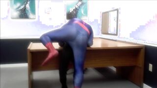 spiderman ravages robber he finds in an office