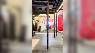 At the gym, frolicking with my uncircumcised, Chinese foreskin under the bathroom after a perspiring work out.