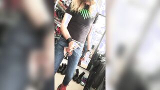 Longhairdude with extraordinaire jizz shot in crotchless lean denim, Vow Shoes, CyberDog tshirt, HIM belt