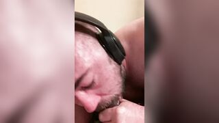 Deepthroating huge dark-hued bone like the faggot I am