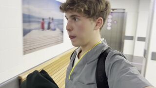 Twunk dresses up as a medic and faps in the clinic