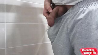 Boy lengthy peeing with uncut manhood and immense ball sack