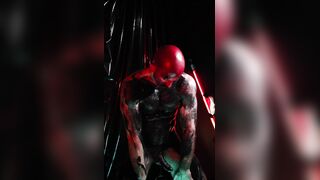 Dad Demon jacking his monstrous lollipop for his tiny satans. (Troy Daniels Halloween Sensational)