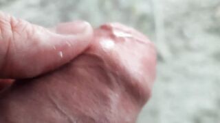 The janitor found a used rubber and added his dosage of man juice