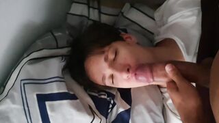 Lad throating roomies phat fuckpole