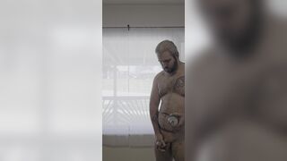 Truck drives by as I masturbate off in front of window