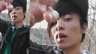 Jon Arteen milks his twunk manmeat, cums jism running in rivulets gooey to his frigs