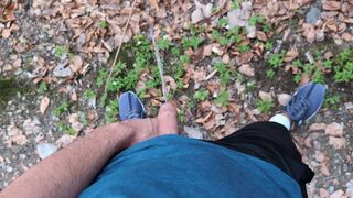 scorching sporty dude urinating outdoor