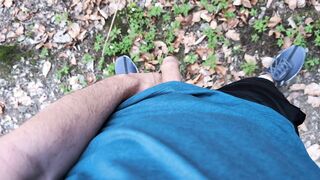 scorching sporty dude urinating outdoor