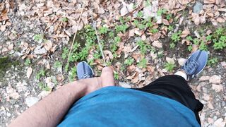 scorching sporty dude urinating outdoor