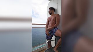 Mexican man tugging on a cruise ship balcony