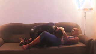 Puppy gets banged by super-naughty costume play Spiderman