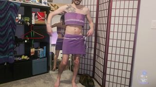 Towel Purple Dance Heterosexual Verge The Cat Said Let This Bootie Flop Draping Close Up Man rod