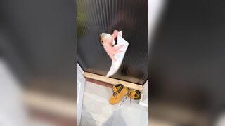 Strung up gang gloryhole Internal ejaculation Ginger Tradesman takes three big shafts.