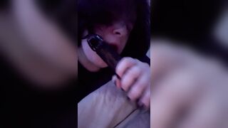 Deepthroating my fake penis getting it cute and humid