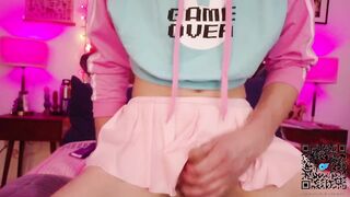 Femboy plays with tail before railing meaty fuck stick