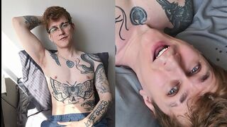 Super-cute Twunk Edges Uncircumcised Salami Before Self-Facial cumshot