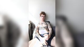 Super-cute Twunk Edges Uncircumcised Salami Before Self-Facial cumshot