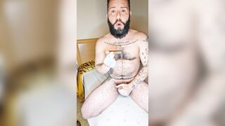 Jerk Off Instructions Fur covered Dom smoking vape