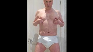 Tugging and peeing in tighty whities. Boxers. Y-fronts. Aussiebum. AC. M&S. 2 cum shots.