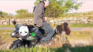 Chilling with a Faux-cock on my Bike Rail