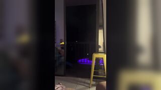 Public Guts Climax, leaking jizz on balcony