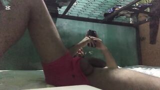 Latino sonnie stroking his massive manhood