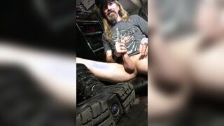 Longhair stud shoots in Emo NewRock shoes, leather cop hat - sight from the floor