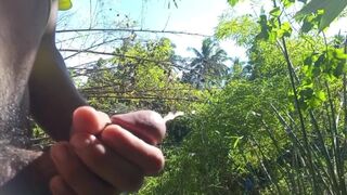 Insane & Dangled: Japanese Man Showcases Off His Meaty Beef whistle and Phat Jizm in the Woods