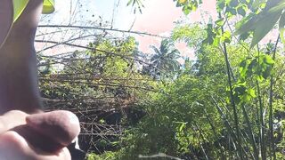 Insane & Dangled: Japanese Man Showcases Off His Meaty Beef whistle and Phat Jizm in the Woods