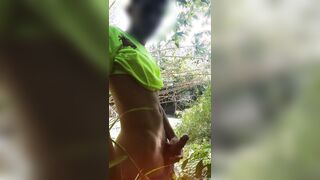 Naughty & Strung up: Chinese Guy Unveils His Giant Beef whistle Deep in the Woods