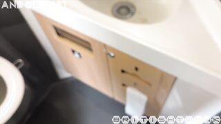 Brit Lad guzzling Andolini’s pee from suspended french on the instruct and in the bathroom