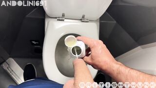 Brit Lad guzzling Andolini’s pee from suspended french on the instruct and in the bathroom