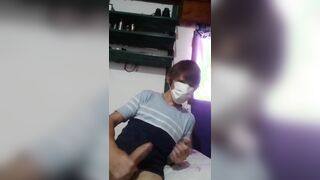 Unshaved dude milks and ejaculates rapidly on himself