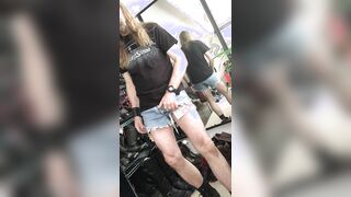 Loonghairdude shoots enormous geyser in brief jeans cutoff cut-offs, Spinning Stone tshirt, shoes