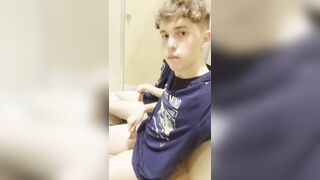 Twunk strokes in a supermarket fitting bedroom