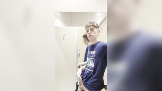 Twunk strokes in a supermarket fitting bedroom