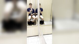 Twunk strokes in a supermarket fitting bedroom